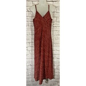 Vintage Y2K Old Navy Maxi Dress 12 Linen Blend Babydoll Empire Boho Vacation Red